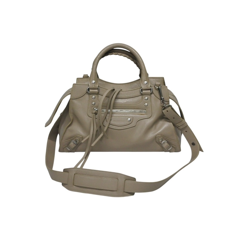 BALENCIAGA Neo Classic City Bag Beige Tan Leather